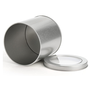 Silver 17 oz <strong>Large</strong> Kitchen <strong>Tin</strong> <strong>Can</strong> Box Metal Canister Window Top Lid for Loose Tea Coffee Chewing Gum Chocolate Candy Spices - Product Image 3