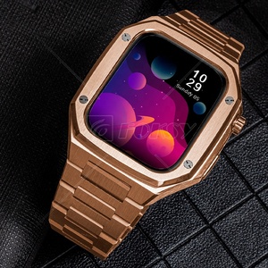 Protecteur de boîtier de montre à <span class=keywords><strong>bracelet</strong></span> en silicone personnalisé de luxe <span class=keywords><strong>Bracelet</strong></span> en or 20mm pour montres intelligentes 44mm 45mm Acier inoxydable Direct du fabricant - Product Image 2