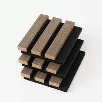 Panneau mural en lattes de bois acoustiques avec support en feutre noir, panneau acoustique en grille absorbant le son pour la décoration de la pièce, traitement acoustique