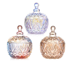 Bocal à bonbons rétro coloré Boîte à bijoux Récipients alimentaires Bocal <span class=keywords><strong>en</strong></span> <span class=keywords><strong>verre</strong></span> avec couvercle Stockage et conteneur de nourriture - Product Image 1