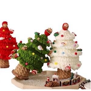 2025 Factory Handmade Crochet Wood DIY Artificial Christmas Tree Knitted Flower Bouquet Potted Flower Decorations 16CM*13CM - Product Image 2