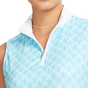 Robe de tennis Performance Stretch Dry Quick pour femme avec col zippé Chemises de golf tricotées respirantes avec logo personnalisé - Product Image 4