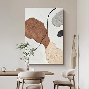 Hand Painted Oil Painting Abstract Art Rectangle Frameless Canvas Art Modern Minimalist Living Room Decor Cream Style Entryway - Product Image 3