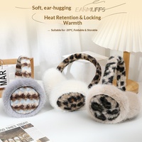 Couvre-oreilles en PVC chauds pour l'hiver, unisexes, pliables, en peluche, motif dessin animé, pour adultes, pour sortir et faire du vélo