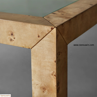 Table console à cadre en chêne massif avec plateau en verre épais Design classique pour la maison, le salon et la salle à manger Meubles d'entrée robustes