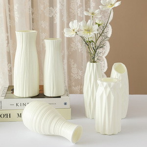 Simple Plastic Imitation <b>Ceramic</b> <b>Vase</b> Minimalist Design Unbreakable For Home Flower Arrangement Living Room Dining Room Decor - Product Image 1