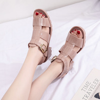 Sandales romaines à talon carré pour femmes, nouvelle collection été, style gladiateur polyvalent à talon épais, en PVC ajouré