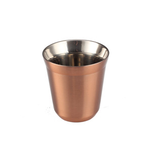 Tasse à expresso en métal couleur cuivre, design portable, tasse à double paroi en acier inoxydable - Product Image 1