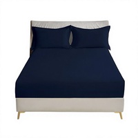 Ensemble de draps ajustés pour lit king size 3 pièces (1 drap ajusté + 2 taies d'oreiller) poche profonde de 35 cm, design uni, 1800 fils au pouce carré
