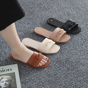 Sandales plates pour femmes à pampilles, à bout ouvert, à enfiler, décontractées, pour l'été – Stock prêt à être expédié - Product Image 1