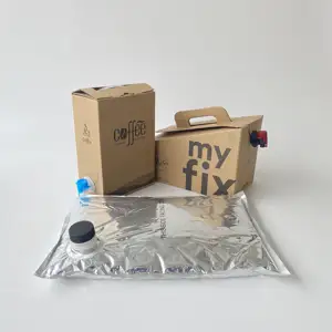 กล่องเก็บน้ำผลไม้กระดาษคราฟท์ขนาด32ออนซ์,กล่องใส่เครื่องดื่มแอลกอฮอล์โซดาไวน์96ออนซ์มีหูจับถุงกาแฟกระดาษคราฟท์ HY009