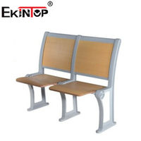 Mobilier scolaire, bureau d'étudiant universitaire, bureau et chaise de salle de conférence, chaise de salle de conférence en bois avec bureau intégré pour collège