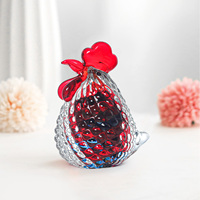 Boule de cristal écologique polie, sculptée, transparente, rouge et bleue, pour la décoration de la maison, du bureau, du Feng Shui, Noël, Nouvel An