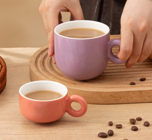 Ceramic Coffee <b>Mugs</b> Solid Color Matte Finish Round Belly Design With Ring Handle For Home Use Afternoon Tea - Product Image 4