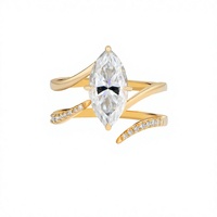ATTA Ensemble de bagues empilables 2-en-1 en Moissanite couleur D taille Marquise 3 carats, Or et Argent 925, Bijoux personnalisés vintage pour mariage et fête, OEM