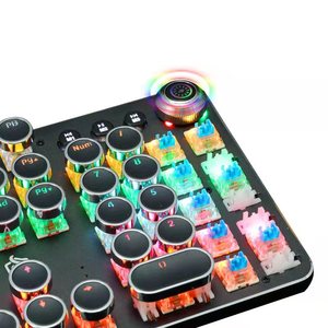 Retro Punk Style Backlit Mechanical Keyboard Electroplating Knob Wired Gaming Keyboard For <b>Computer</b> - Product Image 5