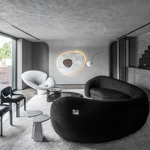 モダン家具快適ホワイト半月丸型リビングルームラウンジソファ4人掛け生地湾曲ソファ - Product Image 2