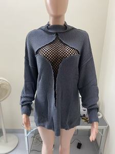 Maglione Pullover Vintage 2025 con Ricamo Floreale per <span class=keywords><strong>Donna</strong></span>, Design Traforato in <span class=keywords><strong>Maglia</strong></span> Casual, Moda Streetwear per Autunno Inverno - Product Image 5