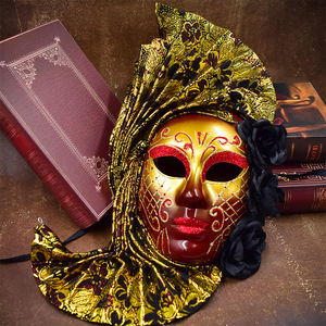 Festa di ballo di Halloween Venice Opera Phantom maschera per il trucco a <span class=keywords><strong>tre</strong></span> fiori tessuto maschera di carnevale - Product Image 5
