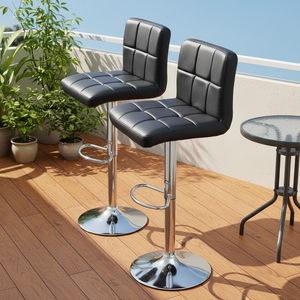 Chaises de bar pivotantes modernes et réglables en similicuir gris pour îlot de cuisine et comptoir de bar - Product Image 4
