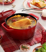 Casserole YY en Fonte Compatible Induction et Cuisinière, Faitout Émaillé Antiadhésif en Fonte pour Ragoût et Bouillie