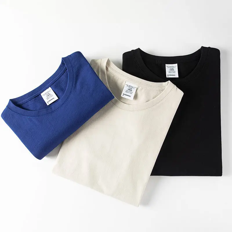 Camiseta de manga corta de algodón de alta calidad para hombre y mujer, Camiseta de cuello redondo de 200G, camisa informal de Color sólido con logotipo personalizado