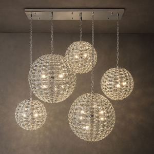 Lustre commercial multi-balles en cristal pour hôtel, avec chaîne de suspension réglable, idéal pour éclairer les îlots de cuisine et les salles à manger - Product Image 4