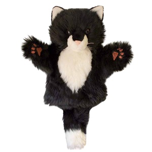 F212 blanco y negro <span class=keywords><strong>gato</strong></span> <span class=keywords><strong>de</strong></span> peluche marioneta <span class=keywords><strong>de</strong></span> <span class=keywords><strong>mano</strong></span> <span class=keywords><strong>de</strong></span> piel sintética negro Animal suave <span class=keywords><strong>gato</strong></span> marioneta <span class=keywords><strong>de</strong></span> <span class=keywords><strong>mano</strong></span> - Product Image 1