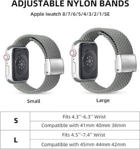 Tali jam tangan nilon olahraga elastik dapat diatur, tali jam kepang dengan gesper - Product Image 4