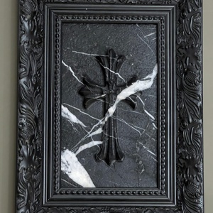 Decorazione da Parete in Marmo <span class=keywords><strong>Nero</strong></span> Calacatta Stile Retrò Europeo con Intaglio a Croce - Product Image 2