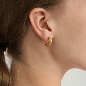 J & D Minimalistische Hoepel Oorbel 18K Verguld Roestvrij Staal Mode Getextureerde Oorringen - Product Image 2