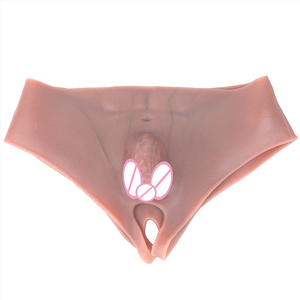 Silicone 11.5cm Curved penis pants with Open crotch for Lesbian to male Underwear High waist abdominal muscle lines <b>Dildo</b> pants - Product Image 2