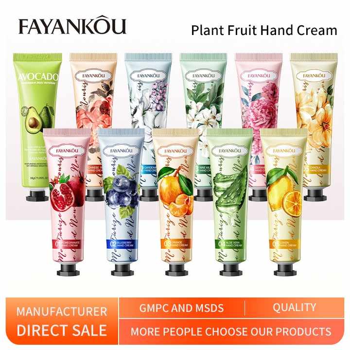 FAYANKOU Fruit Flowers Red Pomegranate Blueberry Orange Lemon Aloe Vera Rose Nourishing Anti-Wrinkle Mini Lotion Hand Cream