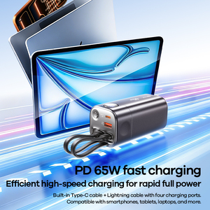 Banco de Energía de 20000mAh PD65W con Doble Tipo-C/IPh, Cables Integrados, 4 Salidas, Pantalla LED, Ideal para Viajes, FP-77 1 Tamaño Pequeño Grande - Product Image 3