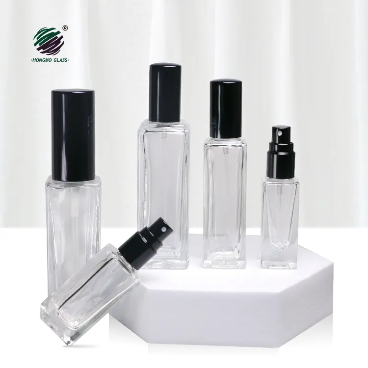 Luxury Custom Fragrance Pump Spray 5ml 10ml 20ml 30ml Square Sprayer Empty Oil Glass Perfume Bottles Packaging