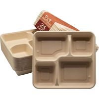 Barquette multi-compartiments en bagasse de canne à sucre écologique et compostable, conteneur alimentaire jetable biodégradable pour plats à emporter, fourniture directe usine
