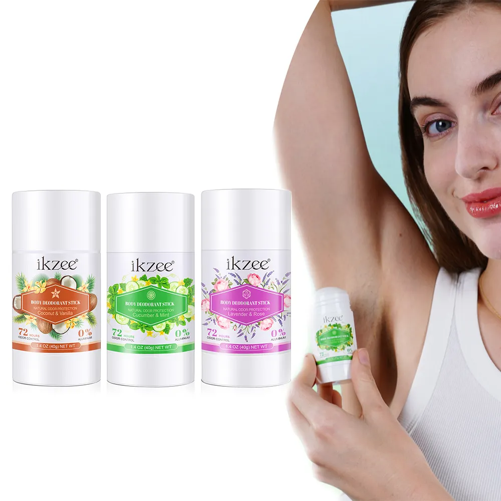 Ikzee Private Label 72 hrs Desodorante Corporal Invisível Creme Sólido Suave Pepino Coconut Underarm Desodorante Vara para Corpo Inteiro