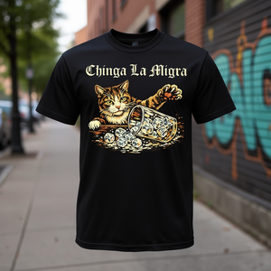T-shirt Chinga La Migra Cat girocollo a maniche corte vintage unisex per adulti, abbigliamento promozionale - Product Image 2