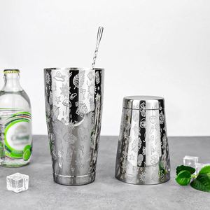 Coctelera Boston de Acero Inoxidable de 850/550 ml con Grabado Tiki Hawaiano y Logotipo Personalizado, Herramientas para Mezclar Bebidas y Cócteles - Product Image 2