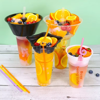Tasse à collation jetable 2-en-1 certifiée FDA avec plateau porte-aliments intégré, idéale pour la restauration rapide et les fêtes - Direct Usine