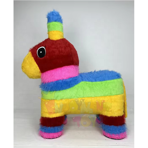 Bonito nuevo diseño creativo Arco Iris Color inflable caballo mascota disfraz para adultos 2M felpa colorido caballo pony disfraces mascota - Product Image 1