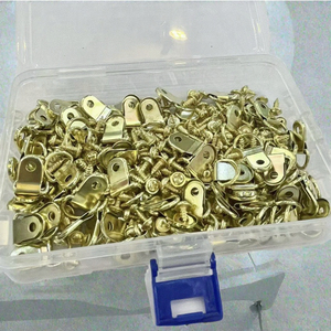 Lot de 100 crochets de suspension semi-circulaires à un trou, plaqués zinc, finition fer doré/argenté, accessoires de quincaillerie, en une boîte - Product Image 3