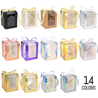 Boîte d'emballage octogonale holographique irisée brillante, écologique, avec fenêtre transparente en PVC, base à fermeture à pression, boîtes rigides, mini-parfum