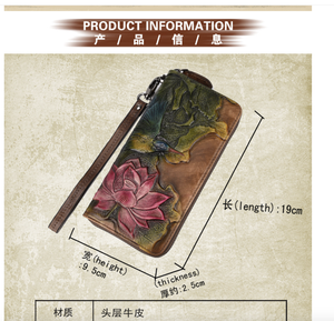Long Wallet Purse for Women Girls Genuine Cow Leather Fashion <b>Clutch</b> <b>Bags</b> Handbag Multifunction - Product Image 3