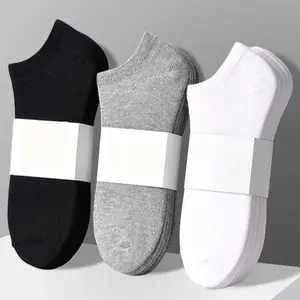 Accept OEM Service Custom Men Invisible Sock Pure Cotton Black Business Low-cut Ankle Socks
