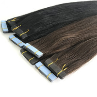 Extensions de cheveux Remy européens de haute qualité, à bandes adhésives légères, super double drawn, teintes, à trame simple, sans emmêlement, pour salons