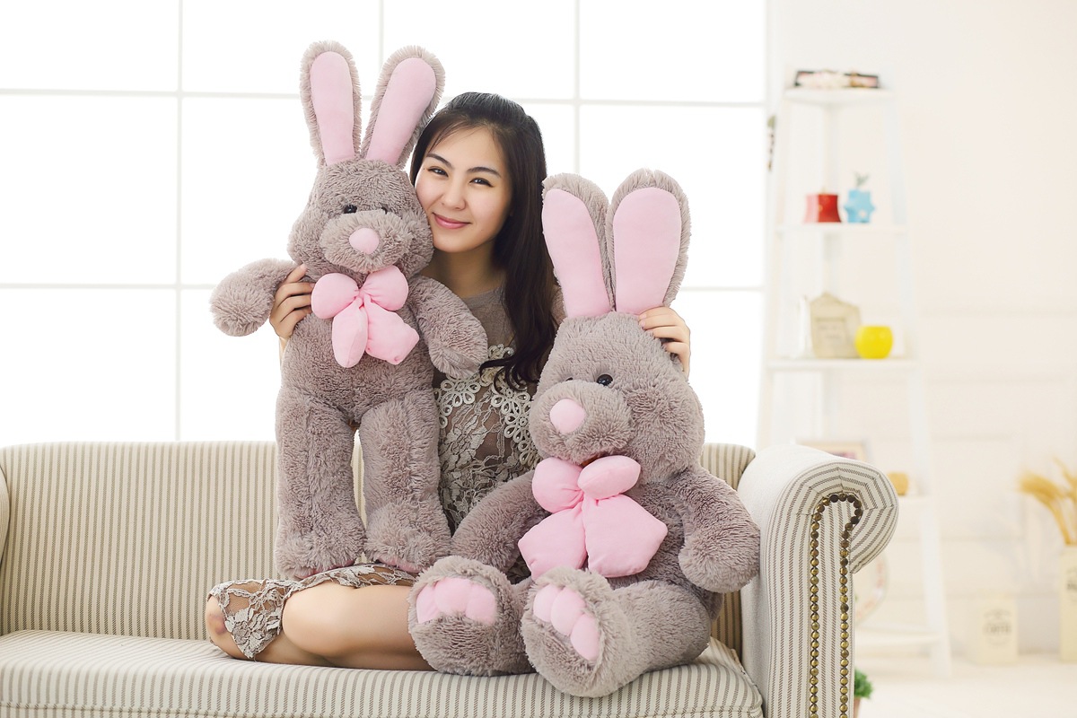 best price stuffed bunny plush doll soft cute bow tie rabbit soft plush toy sleep companion gift for kids