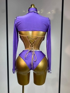 Set Tre Pezzi da Donna con Maniche Lunghe e Strass Scintillanti per Spettacoli, Drag Queen, Discoteca, Feste Serale e Compleanni - Product Image 4