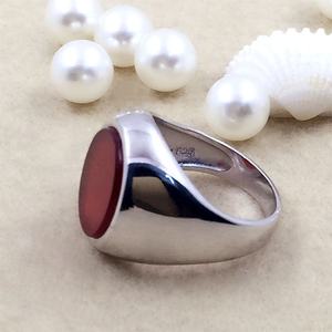 Bague élégante en argent sterling 925 pour homme avec agate rouge, accessoire de bijouterie - Product Image 6