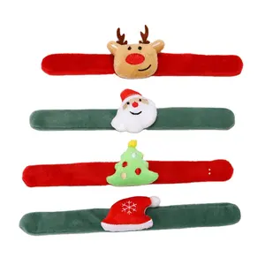 Bracelet en peluche de Noël de dessin animé personnalisé en gros Bracelet Père Noël Elk Arbre de Noël Slap Pliable Bracelets Joyeux Noël Cadeau